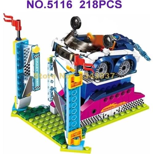 692003 218pcs Urban Amusement Park Paradise Racing Car Speed Building Block Toy