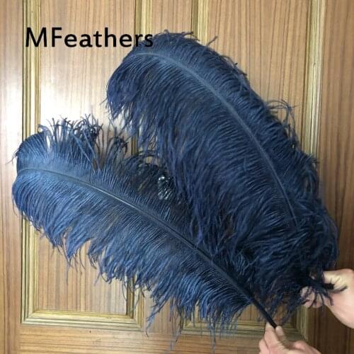 70-75CM 50Pcs/Lot Navy Blue Dyed Fluffy Thick Rod Ostrich Feather Natural Ostrich Plumage For Wedding Party Carnival Decoration
