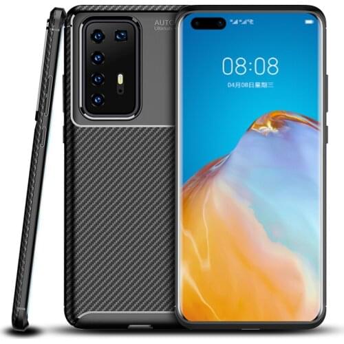 P40 Pro Carbon Fiber Case For Huawei P40 Pro Plus Case Luxury Soft TPU Slim Silicone Cover for P40 Lite Pro+ Capa Fundas