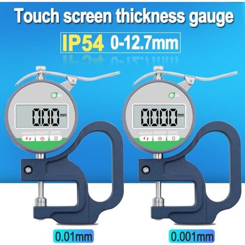 IP54 touchscreen Digital 0-12.7mm For Paper Leather Measuring Tool Depth Tester percent /Micrometer Thickness Gauge Handheld