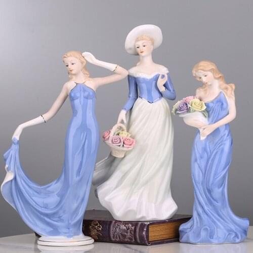 European of Ceramics Beauty Figures Desktop of House Furnishings Artisanal Decoration West of the Lady Porcelain Girls Artisanal