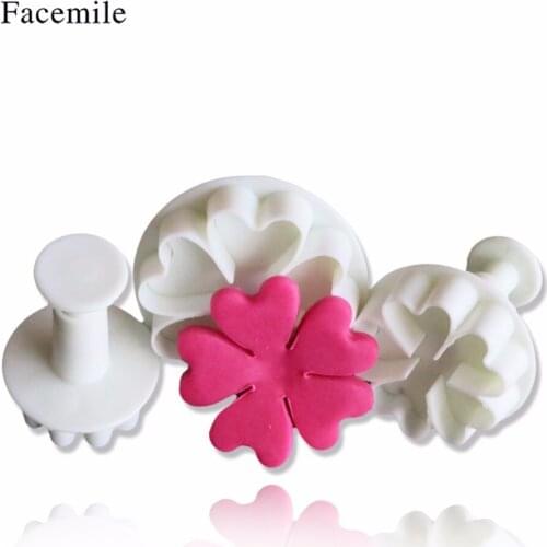 Facemile 3PCS Unique Cake Decorating Icing Plunger Tool Fondant DIY Sugarcraft Mould Decorating Cookie Biscuit Cutter 01077