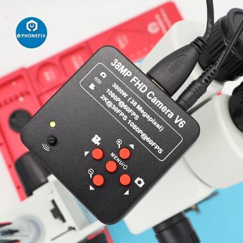 Full HD 38MP 2K 1080P 60FPS Industry Video Electronic Digital Video Microscope Camera HDMI-compatible for Phone CPU PCB Repair