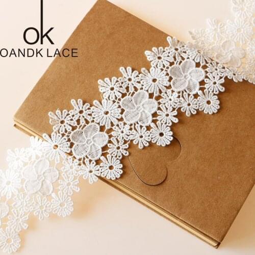 Hot sale 8.5cm flower double high soluble lace embroidery lace DIY manual material High-quality