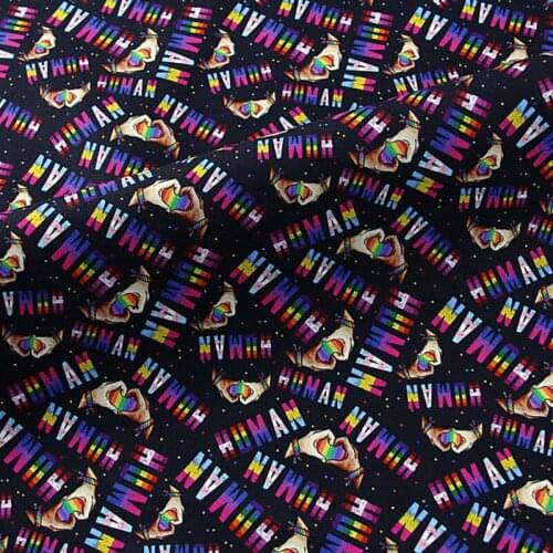 Cartoon Loving Gesture Design Cotton Fabric for Kids Clothes Backpacks Slipcover Cushion Cover DIY Sewing Material