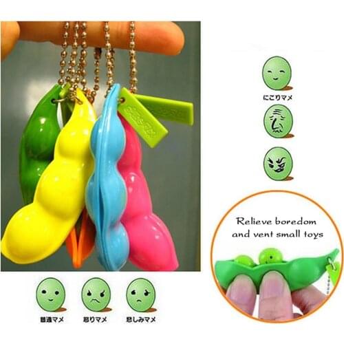 Fidget Squishy Toys Decompression Antistress Fidget Toys Squeeze Peas Beans Keychain Relief for Kids Rubber Stress Reliever Toys