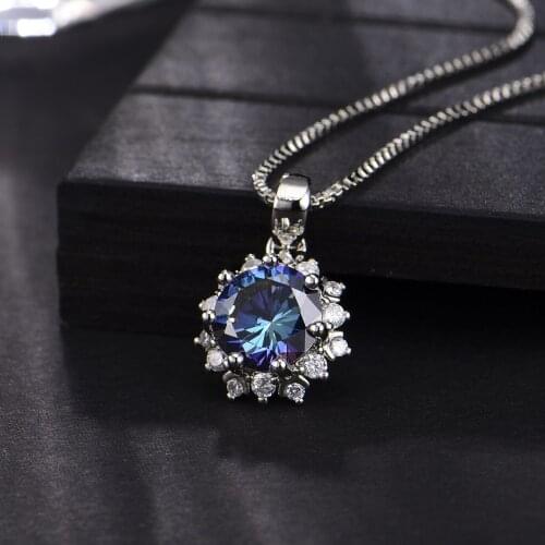 Exquisite Luxury Crystal Pendant Necklace Trend Charm Girl Inlay Blue Zircon Necklace Elegant Lady Wedding Commemorative Jewelry
