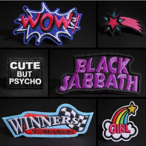 Colorful letter Rainbow clothing patches Punk racing Banner Letter Badge ironing on clothes personality garment accessories