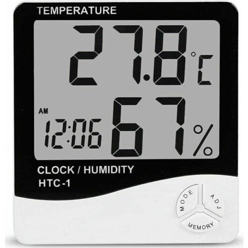 1Pc Thermometer Hygrometer LCD Digital Screen Clock Alarm Multifunctional Date Electronic Thermometer Indoor N7S4