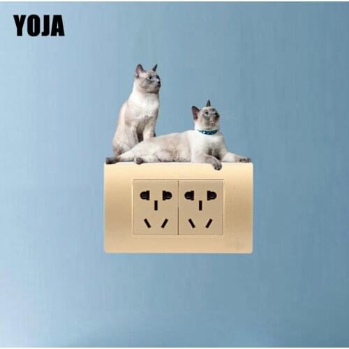 YOJA Twin Cats Interesting Room Decor Wall Sticker Colored Switch Decal PVC 8SS0129