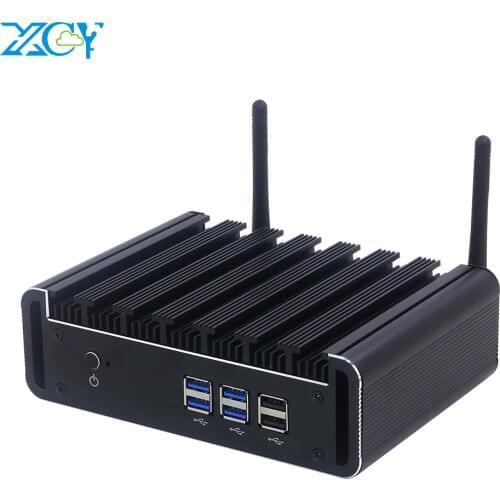XCY Fanless Mini PC Intel Core i7 4500U i5 4200U i3 4010U HDMI VGA 6xUSB Gigabit Ethernet 2.4G/5.0G WiFi Windows 10 Linux