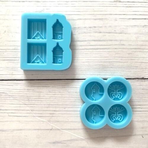 2021 New DIY Flag Frog Round Stud Earrings Silicone Mold Mini Castle Earrings Studs Mold 2020 trend