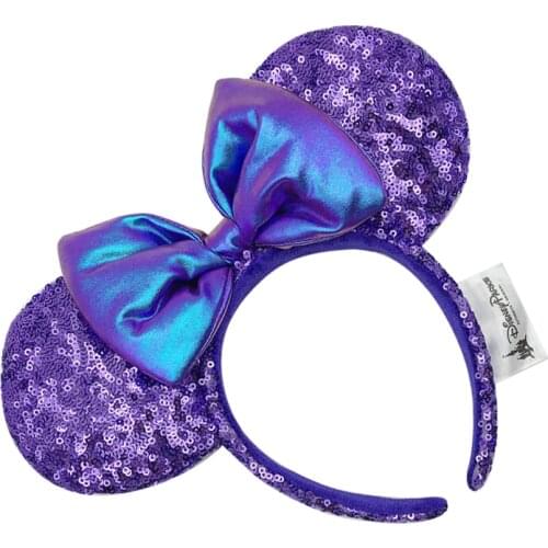 New Hot Original Disney Mickey Mouse Hair Band Minnie Mouse Sequins Bowknot Hair Band Kids Gift