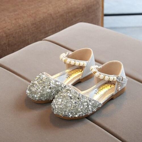 New Children Sandals Pearl Princess Girls Party Dance Shoes Baby Student Flats Kids Performance Shoes