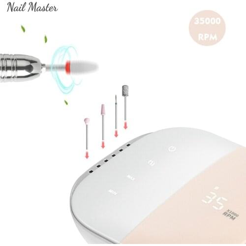 New Design 35000RPM Electric Nail File LED Display Metal Manicure Machine for Nail Art Equipment Nail Sander Nail Drill Bits Set