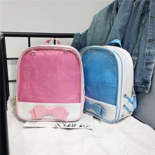 New transparent laser patent leather fashion pu Ita backpack casual wild shoulder bag Itabag tas ransel wanita mochila feminina