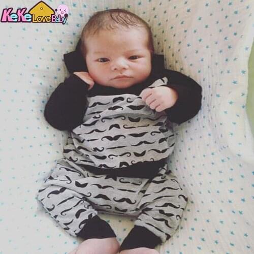 Newborn Baby Boy Clothes Little Mustache Hoodie Tops Pants Cotton New Born Girl Toddler Outfit Long Sleeve Infant Clothing Set