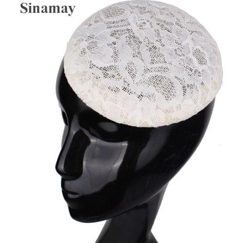 Sinamay Wedding Women Fascinator Base 15 CM Round Hat DIY Hair Accessories Bride Elegant Chic Headwear Lady Lace Hats Handmade