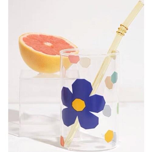 Glass очки для рыбалки Heat-Resistant Super Cute Flower Color Polka Dot Hyuna Style Milk Juice Water Double Wall Glass Coffee