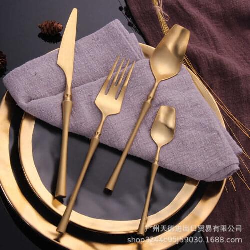 Cutlery Forks Knives Spoons Dinnerware Set Tableware Portable Golden Cutlery Set Silverware fork spoon