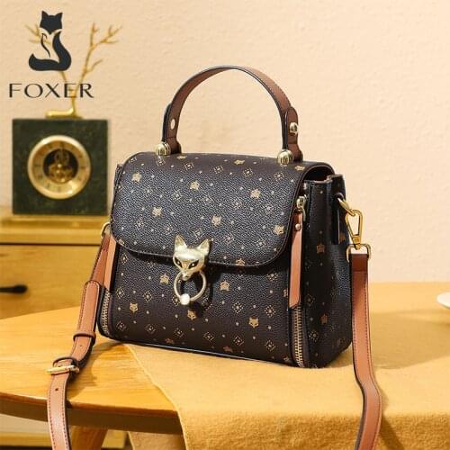 FOXER PVC Crossbody Shoulder Bags Lady Handbags Messenger Purse Female Top Handle Bag Womens Totes Large Capacity Pattern Bag