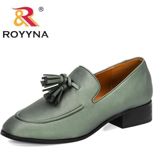 ROYYNA 2021 New Designers Womens Pumps Round Toe Woman Fashion Pumps Lower Heels Concise Elegant Office Work Shoes Feminimo
