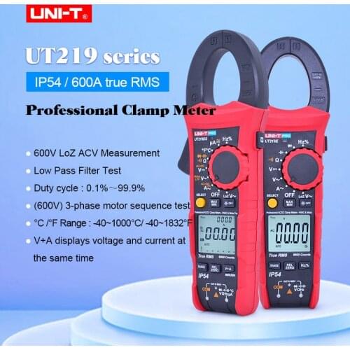 UNI-T UT219E UT219M UT219DS 600A true RMS professional clamp meters IP54 dust/waterproof ammeter, LoZ voltage HVAC repair tool