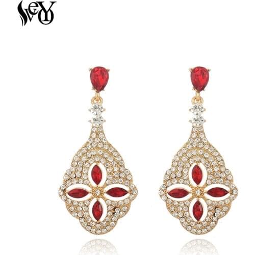 VEYO Elegant Royal Retro Rhinestone Drop Earrings for Women Classic Crystal Brinco New Arrival
