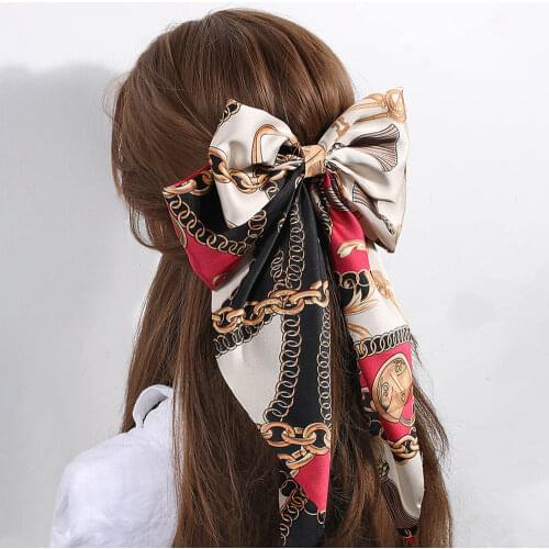 Korean Style Bowknot Hairpin For Women Long Ribbon Hair Clips Stain Fabric Fashion Headwear Hair Accessories заколки для девочек