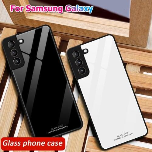 Protective Glass Case For Samsung Galaxy S21 Ultra S20 Plus Solid Color Case For Samsung S20 FE Ultra S21 Plus Simple Back Cover