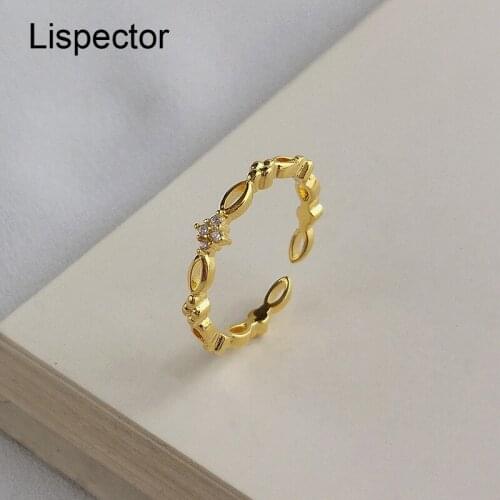 Lispector 925 Sterling Silver Korean Exquisite Hollow Rings for Women Slim Open Ring Wedding Female Jewelry Couple Gifts