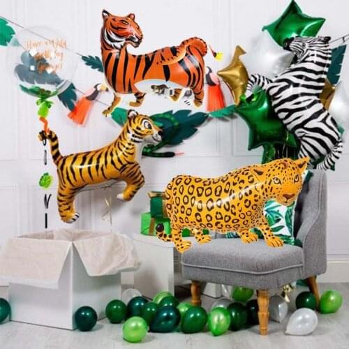 1pc Tiger Lion Leopard Walking Animal Foil Balloon For Jungle Safari Birthday Party Decorations Kids Gift Toy Helium Air Globos