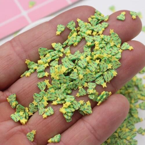 100g/Lot Gree Christmas Tree Slices Polymer Soft Clay Miniaure Sprinkles for DIY Crafts Filling Decoration Accessories