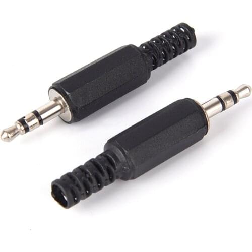 5Pcs 3.5mm HeadPhone Connector Male Two Channel Audio Jack Plug 3.5 Mm With Black Plastic Housing Size 5 x 0.9 cm