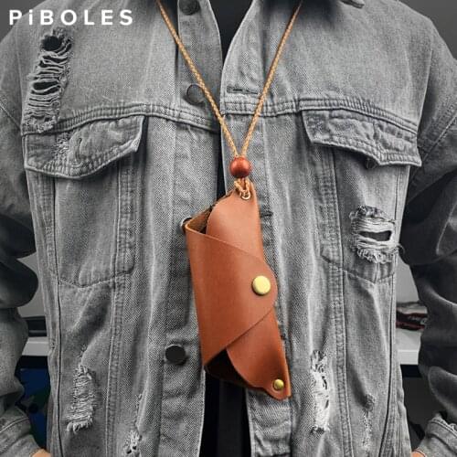 5 Pcs Sunglasses Holder Bag Genuine Leather Glasses Case Solid Portable Eyeglasses Box With Lanyard Classic Glasses Pouch