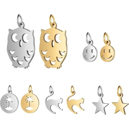 5pcs/lot 316L Stainless Steel Fashion Dangle Charms Hollow Hypoallergic Ornament Steel Pendants DIY Fine Jewelry Make Materials