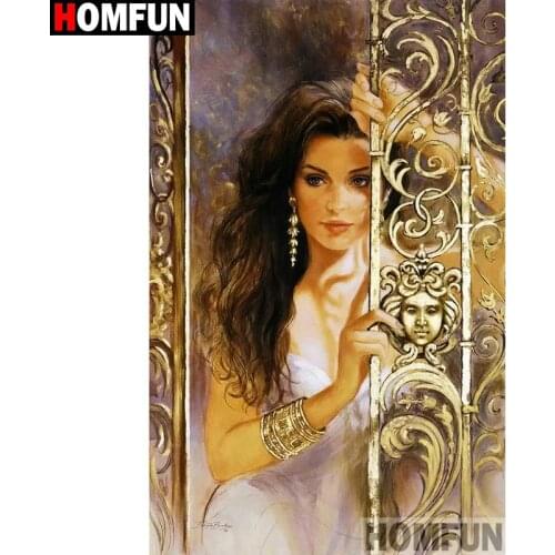 HOMFUN Full Square/Round Drill 5D DIY Diamond Painting "Beauty door" 3D Embroidery Cross Stitch 5D Home Decor A13435