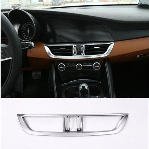 Angelguoguo ABS chrome Car Center Air Outlet Frame Decoration Trim Sticker Car-styling For Alfa Romeo Giulia 2017 18 accessories