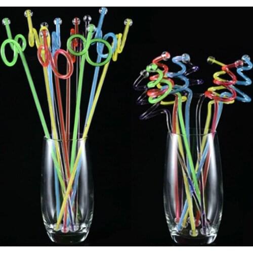 Bar Tools Double Art Color Acrylic Wine Cocktail Drink Mixer Stirring Juice Stirrers Swizzle Stick 20 Pcs/lot