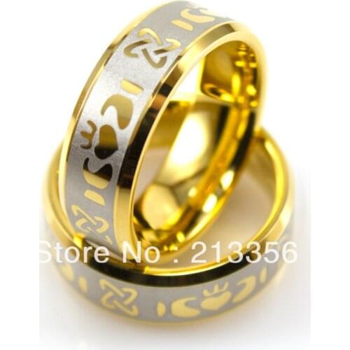 Free Shipping!Wholesales Cheap Price Promotion Sales! USA Hot Selling Mens Tungsten New Gold Plated Ring with Intricate Design