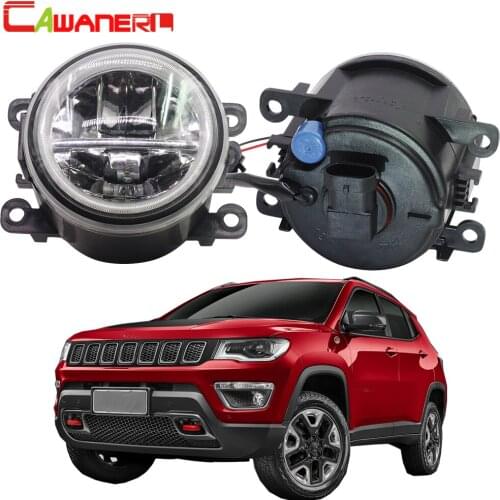 Cawanerl Car H11 4000LM LED Lamp Fog Light + Angel Eye DRL Daytime Running Light 12V For Jeep Compass MP 2017 2018