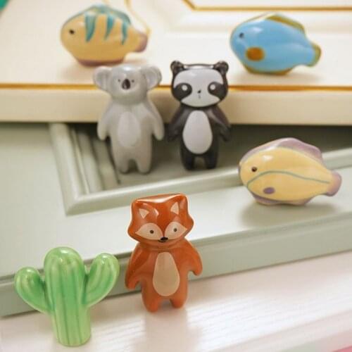 Cartoon animals Kids Ceramic Drawer Furniture Knobs Children Cute Cabinet Pulls Dresser Knob Cute Cupboard Handle