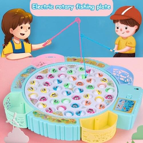 Kids Fishing Toys Electric Music Rotating Catch Magnetic Fish Set Gift Outdoor Sports Toys For Children Gift Fishing Toys