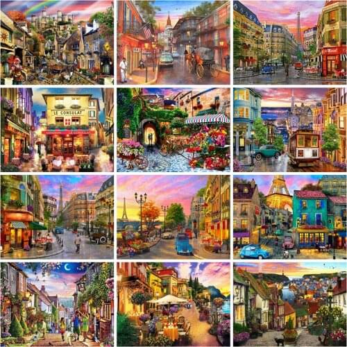 EverShine Diamond Painting Landscape Cross Stitch Diamond Embroidery City Mosaic Kits Street Handmade Hobby Gift Needlework