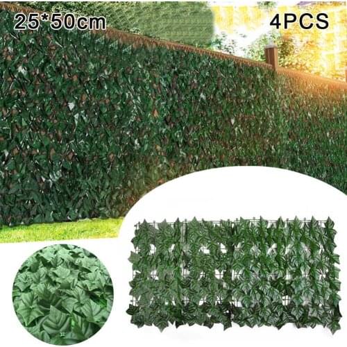 4PCS UV Protection Artificial Leaf Fence Hedge Garden Fence Home Outdoor Garden Balcony Decorative Plant Wall Privacy Screen