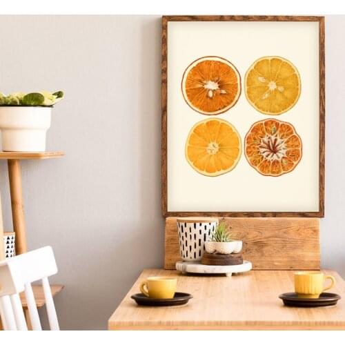 Orange Citrus Canvas Painting Posters Prints Antique Botanical Fruit Orange Slice Vintage Wall Art Pictures Kitchen Home Decor
