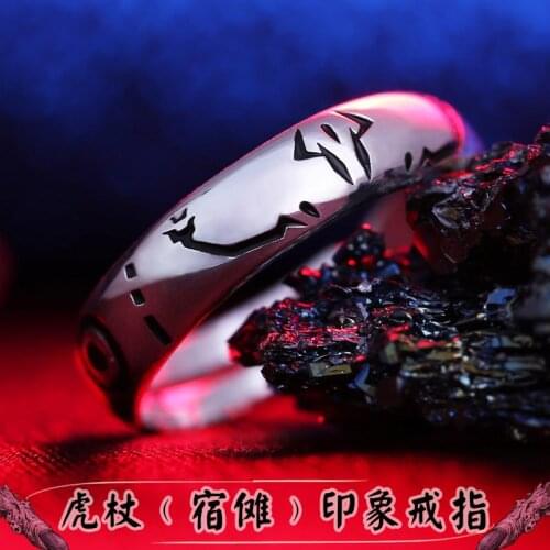 Anime Jujutsu Kaisen S925 Silver Ring Ryomen Sukuna Itadori Yuji Fashion Adjustable Finger Rings Jewelry Cosplay Xmas Gift