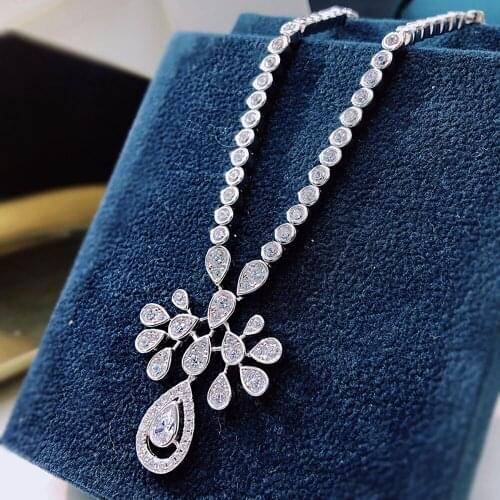 New Luxury 925 Sterling Silver Wedding Engagement Jewelry Sets For Girlfriend Charms Lab Diamond Hangling Earrings Necklace Gift