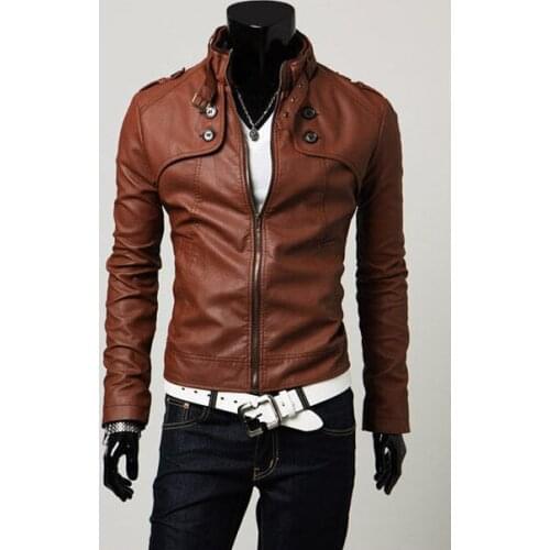 Leather Jacket Men Fashon Mens Leather Coat Motorcycle Leather Jackets Male Slim Coats Man Outerwear Men Clothing