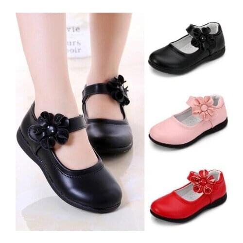 Girls Leather Shoes for Children Wedding Dress Princess School Shoes Kids Summer Bow-knot Black Student Sandals Fashion